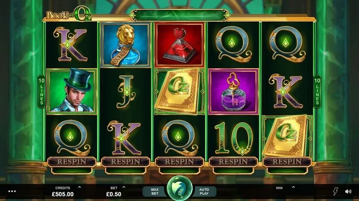 book of oz slot screen
