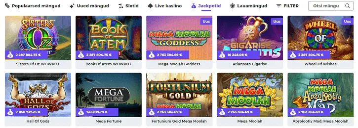 boost kasiino jackpoti slotid