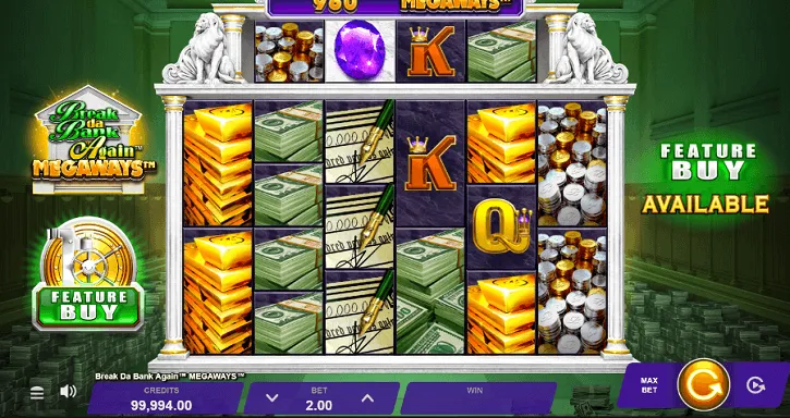 break da bank again megaways slot screen