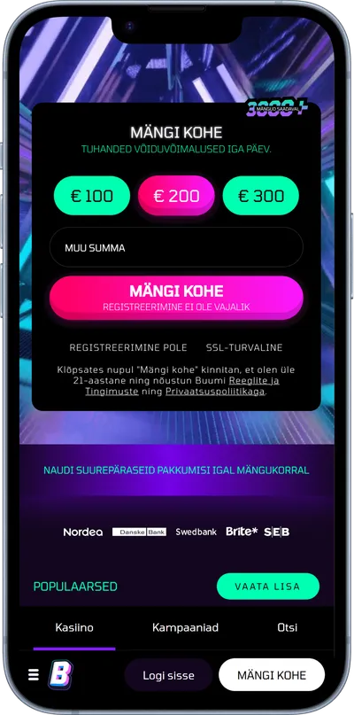 buumi kasiino mobiilne veebileht