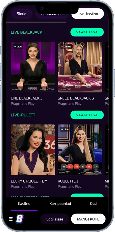 buumi kasiino mobiilne veebileht live kasiino