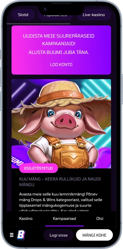 buumi kasiino mobiilne veebileht promod