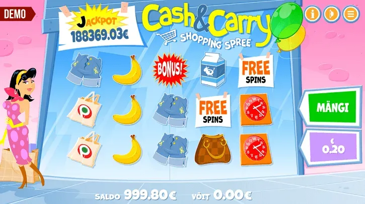 cash and carry shopping spree slot screen