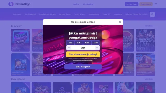 casinodays kasiino sisse logimine