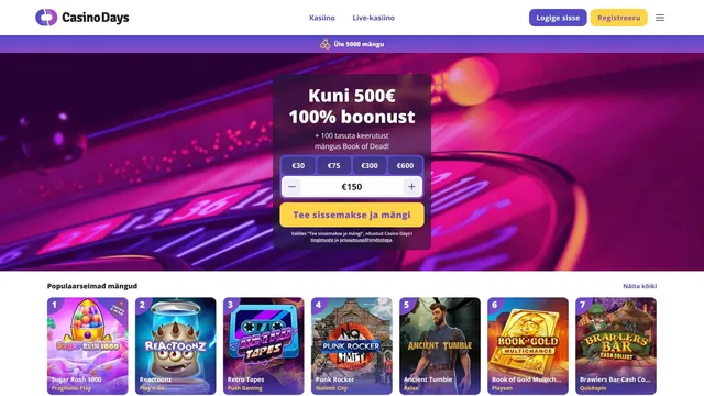 casinodays kasiino veebileht