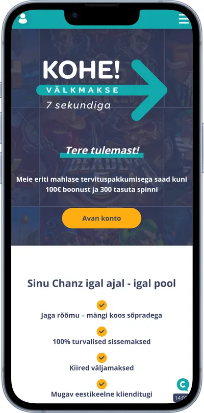 chanz kasiino mobiilne veebileht