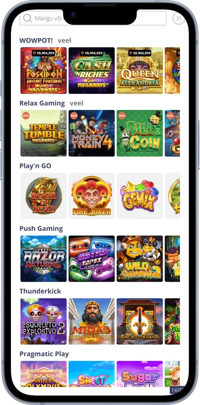 chanz kasiino mobiilne veebileht slotimängud