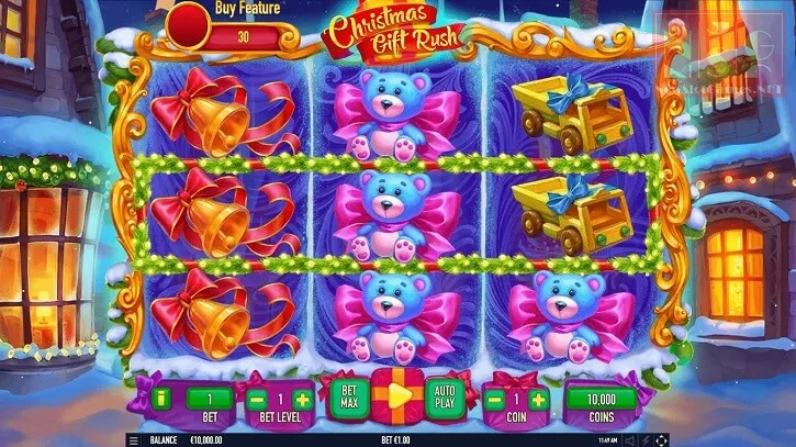 christmas gift rush slot screen
