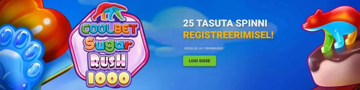 Coolbet sissemakseta 25 tasuta spinni mängus Sugar Rush 1000