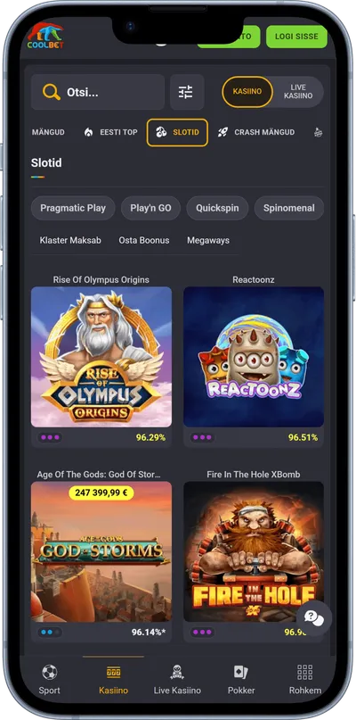 coolbet kasiino mobiilne slotimängud