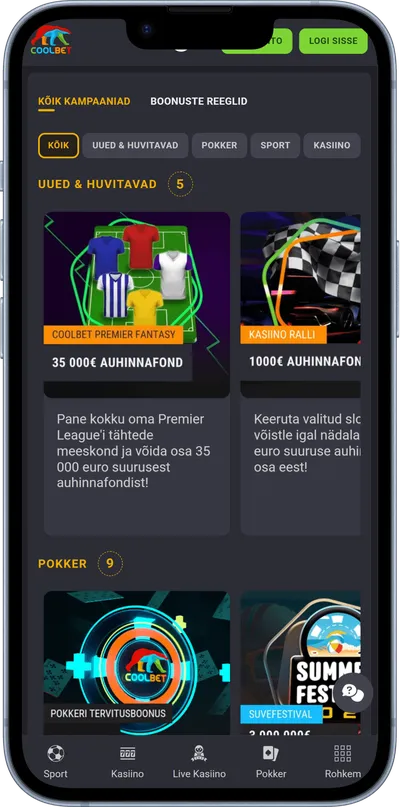 coolbet kasiino mobiilne veebileht kampaaniad