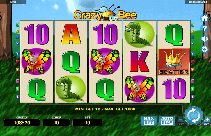 crazy bee slot screen
