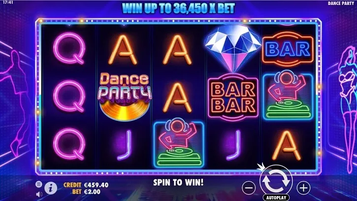 dance party slot screen