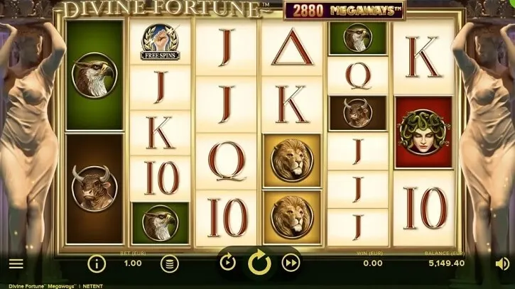 divine fortune megaways slot screen