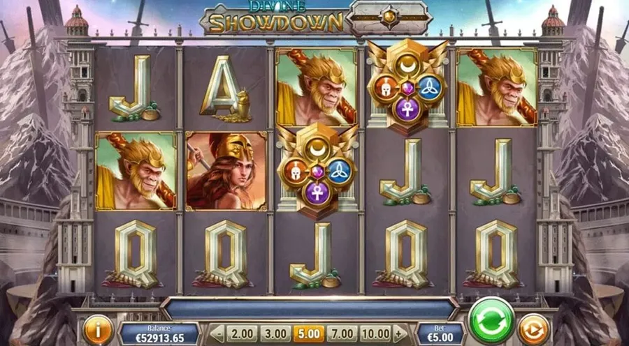 divine showdown slot screen