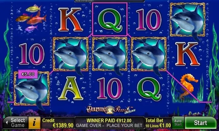 dolphins pearl deluxe slot screen
