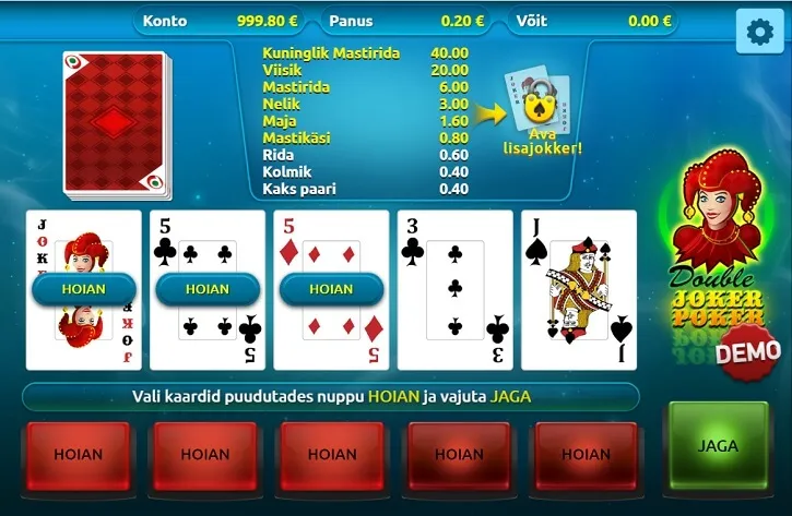 double joker poker game screen