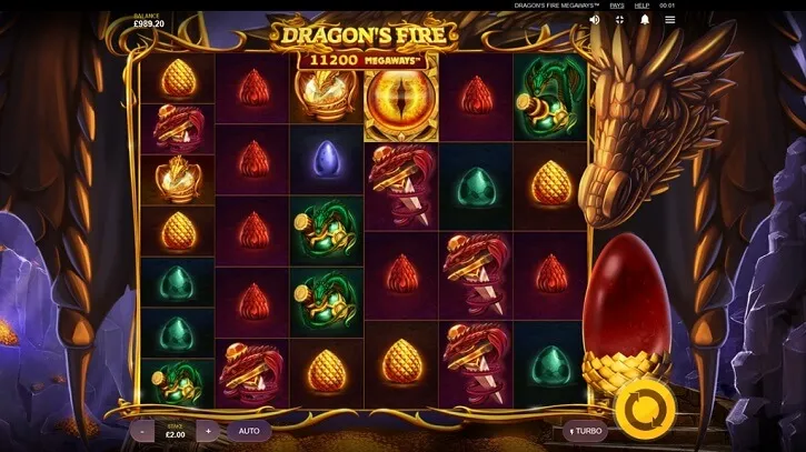 dragons fire megaways slot screen