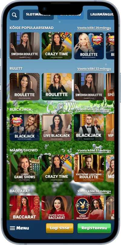 duelz kasiino mobiilne veebileht live mängud