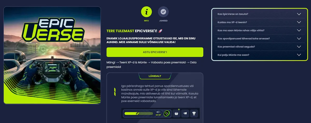 Epicbet EpicVerse lojaalsusprogramm