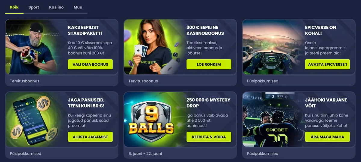 epicbet kasiino pakkumised