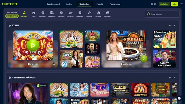 epicbet live kasiino mängud
