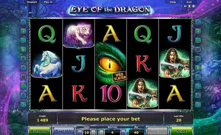 eye of the dragon slot screen