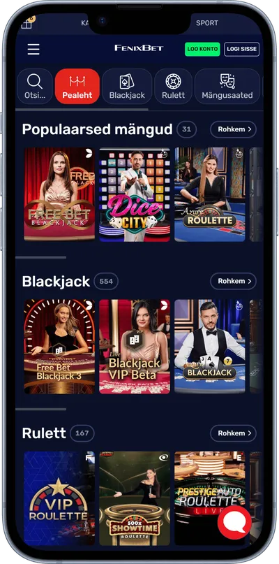 fenixbet mobiilne veebileht live mängud