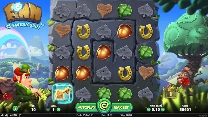 finn and the swirly spin slot screen