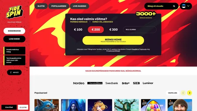 firespin kasiino veebileht