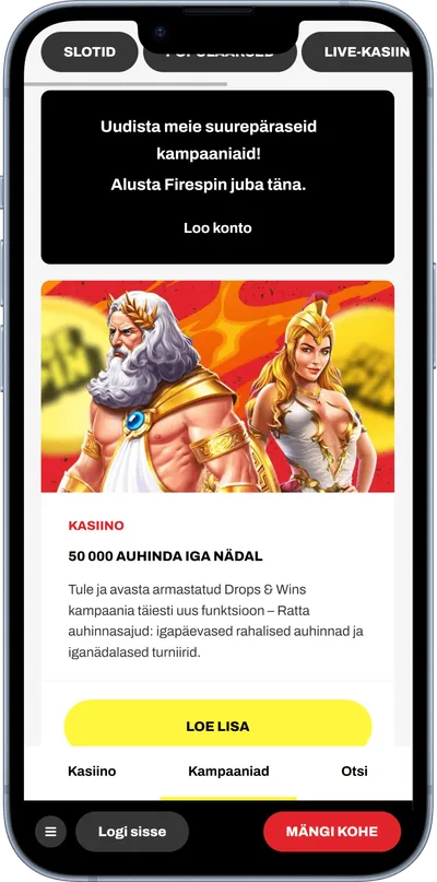 firespin mobiilne veebileht kampaaniad