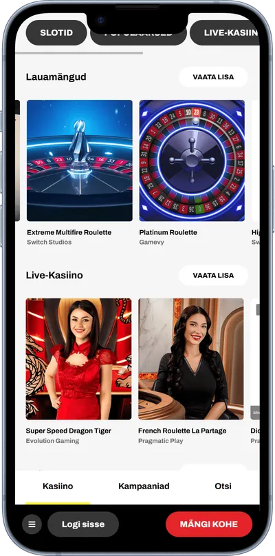 firespin mobiilne veebileht lauamängud