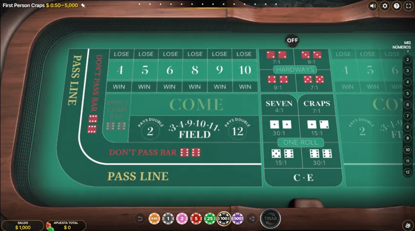 first person craps game screen