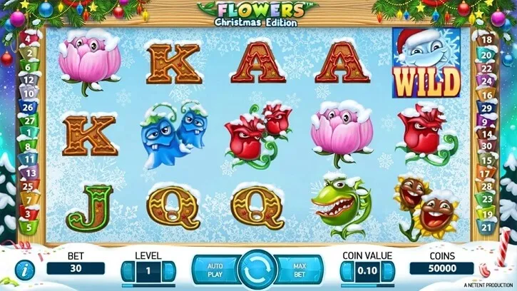 flowers christmas edition slot screen