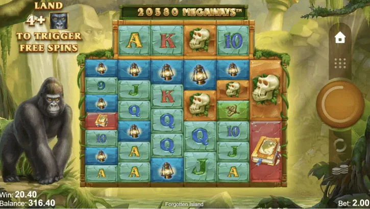 forgotten island megaways slot screen