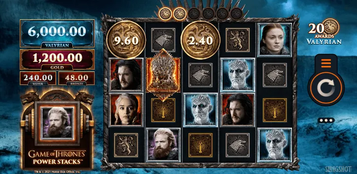 game of thrones powerstacks slot screen