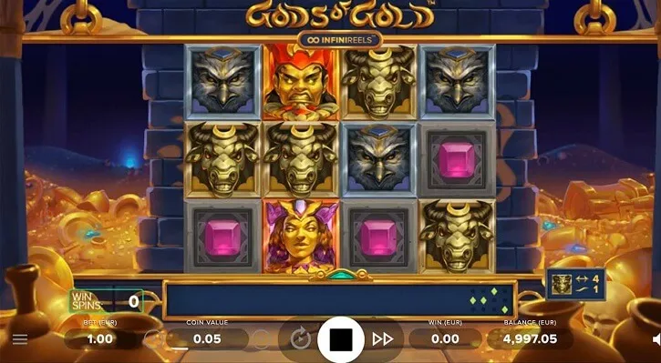 gods of gold infinireels slot screen