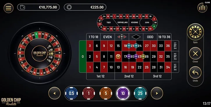 golden chip roulette screen