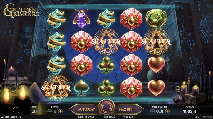 golden grimoire slot screen