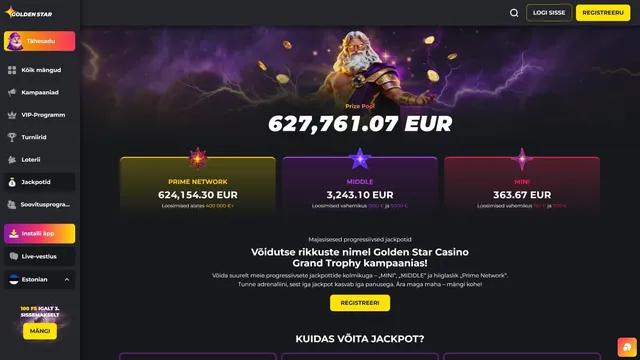 goldenstar kasiino jackpots