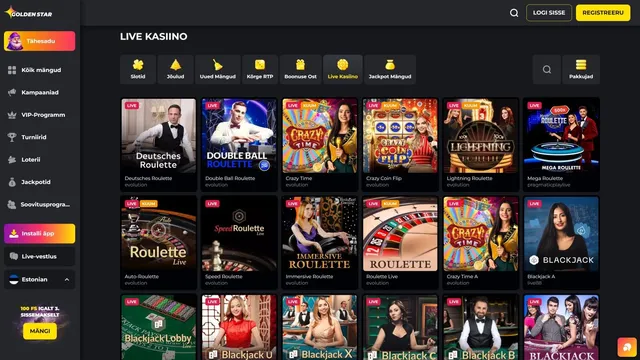 goldenstar live kasiino mängud