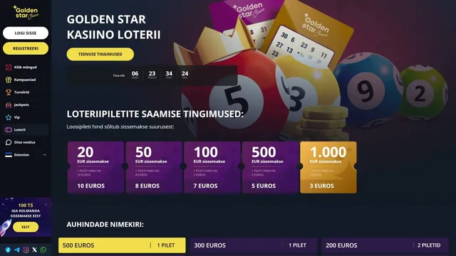 goldenstar kasiino loterii tingimused