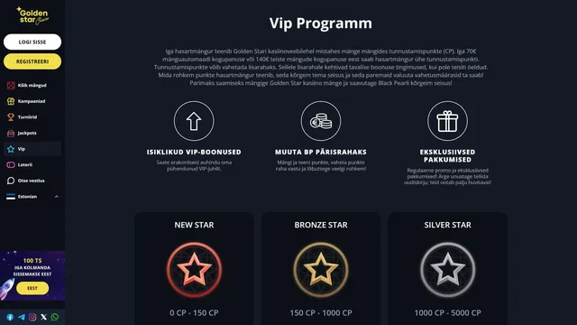 goldenstar kasiino vip programm