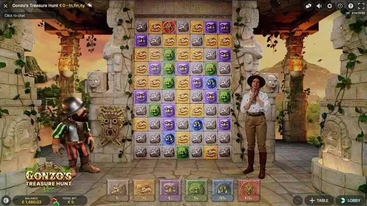 gonzos treasure hunt live game evolution screen