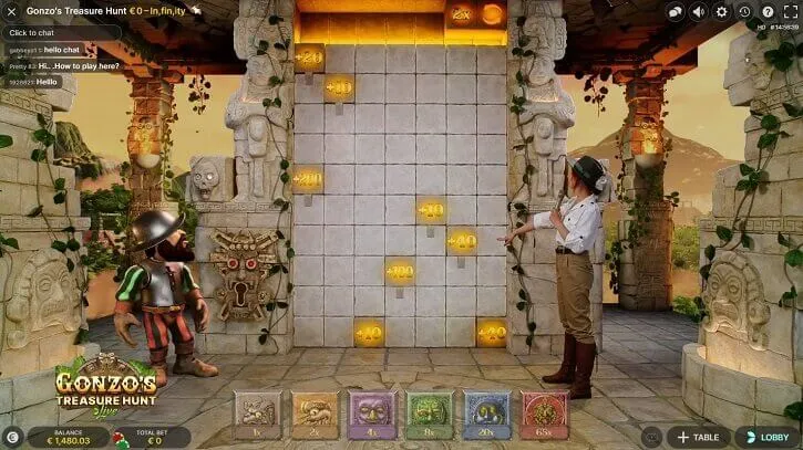 gonzos treasure hunt live game