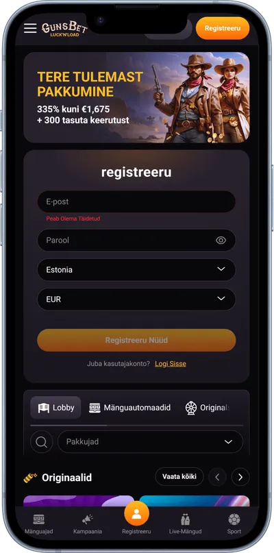 gunsbet kasiino mobiilne veebileht