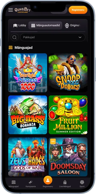 gunsbet kasiino slotimängud mobiiliversioon