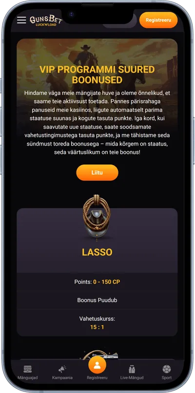 gunsbet kasiino vip programm mobiiliversioon