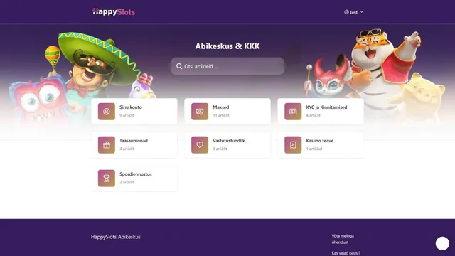 happyslots kasiino abikeskus ja KKK