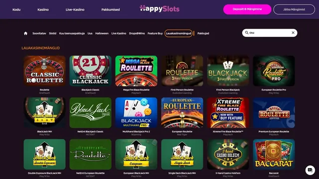 happyslots kasiino lauamängud